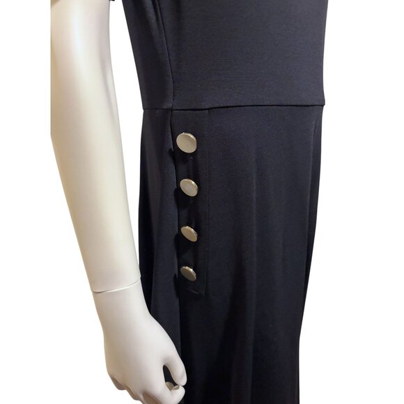 New Ann Taylor Midi Dress 12 Stretch Jersey Shift Military Buttons Minimalist - Picture 4 of 11